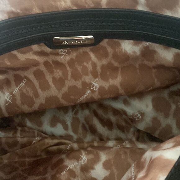 B MAKOWSKY Black Pebbled Leather Handbag NWOT - Picture 7 of 8